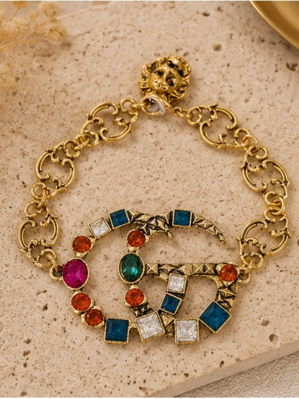 Luxe Gold Bracelet with Multicolored Gemstones